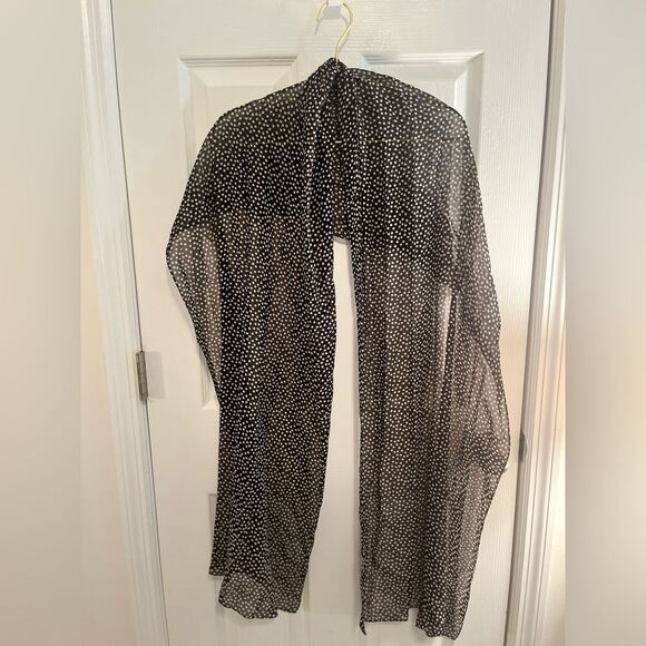 Kay Unger Silk Black and White Polka Dot Dress & Shawl - Picture 7 of 9